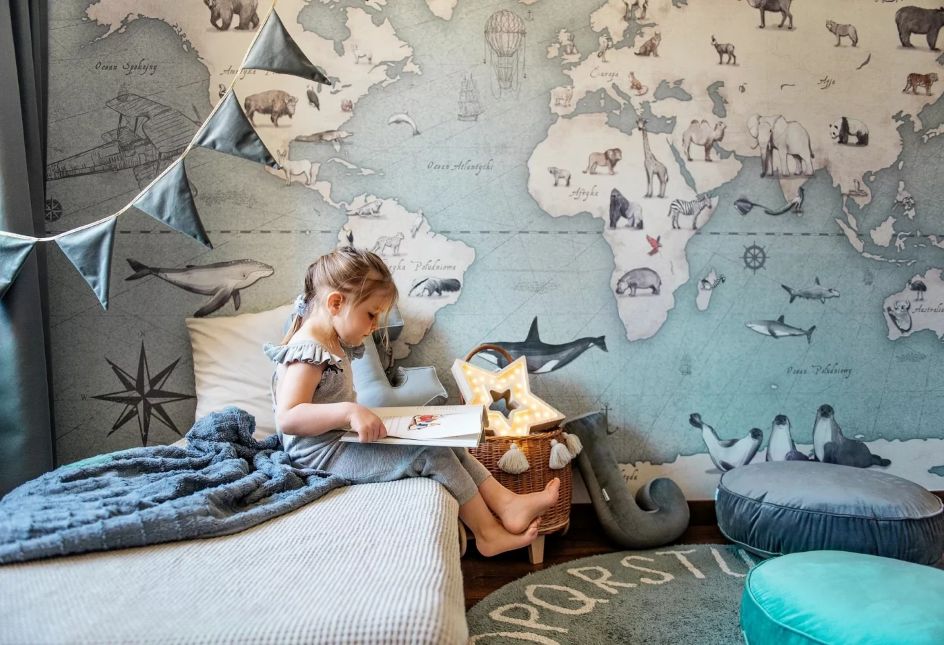 tapeta mapa do pokoju dziecka